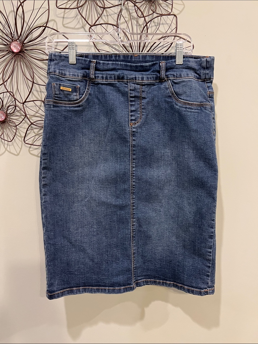 Classic Blue Denim Pencil Skirt - Women